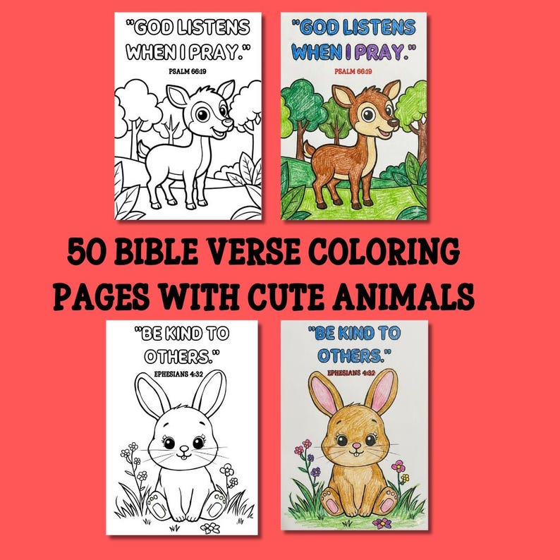 50 Bible Verse Coloring Pages for Christian Toddlers Featuring Animal ...
