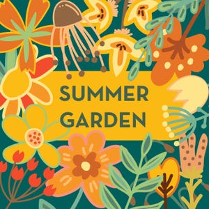 Blommig Clipart-samling: Handritade blommor, mönster i folkstil (utskrivbar)