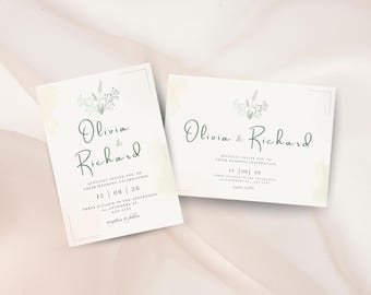 Botanical Wedding Invitation Template: Editable Boho Design (Digital Download)