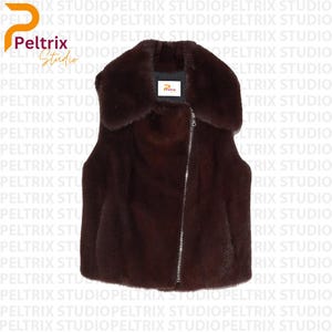 Men&#39;s & Women&#39;s Brown Real Mink Fur Vest | Genuine Mink Fur Sleeveless Jacket | Luxury Warm Winter Waistcoat | Gift For Him | Gift For Her