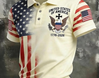Polo del 250 aniversario de EE. UU. (1776-2026), polo con águila patriótica para hombre, camiseta con la bandera estadounidense, camiseta del Día de la Independencia, polo con el orgullo de EE. UU.