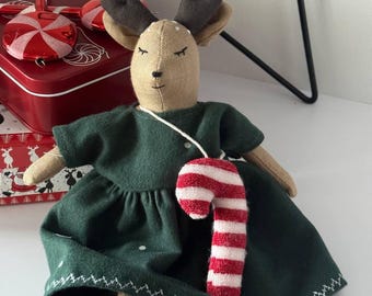 Adornos navideños de renos hechos a mano: peluche personalizado, animal de peluche de ciervo