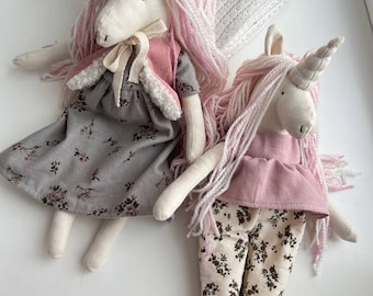 Unicornio de peluche personalizado: Muñeca Ooak, Muñeca personalizada, Decoración de habitación infantil con temática de bosque