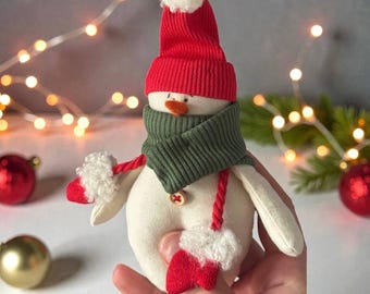 Peluche personalizado, muñeco de nieve primitivo, adorno para árbol de Navidad, árbol de Navidad de fieltro, muñeco de nieve de juguete para el árbol de Navidad.