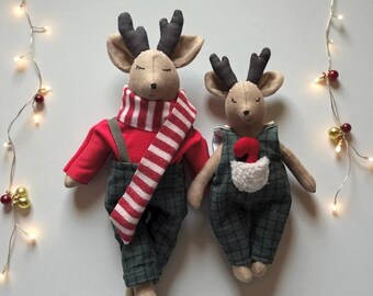 Peluche personalizado: Adorno de ciervo adorable, reno hecho a mano, decoración navideña para el hogar, juguetes de estilo escandinavo, decoración de invierno para la habitación del bebé, regalo de Navidad