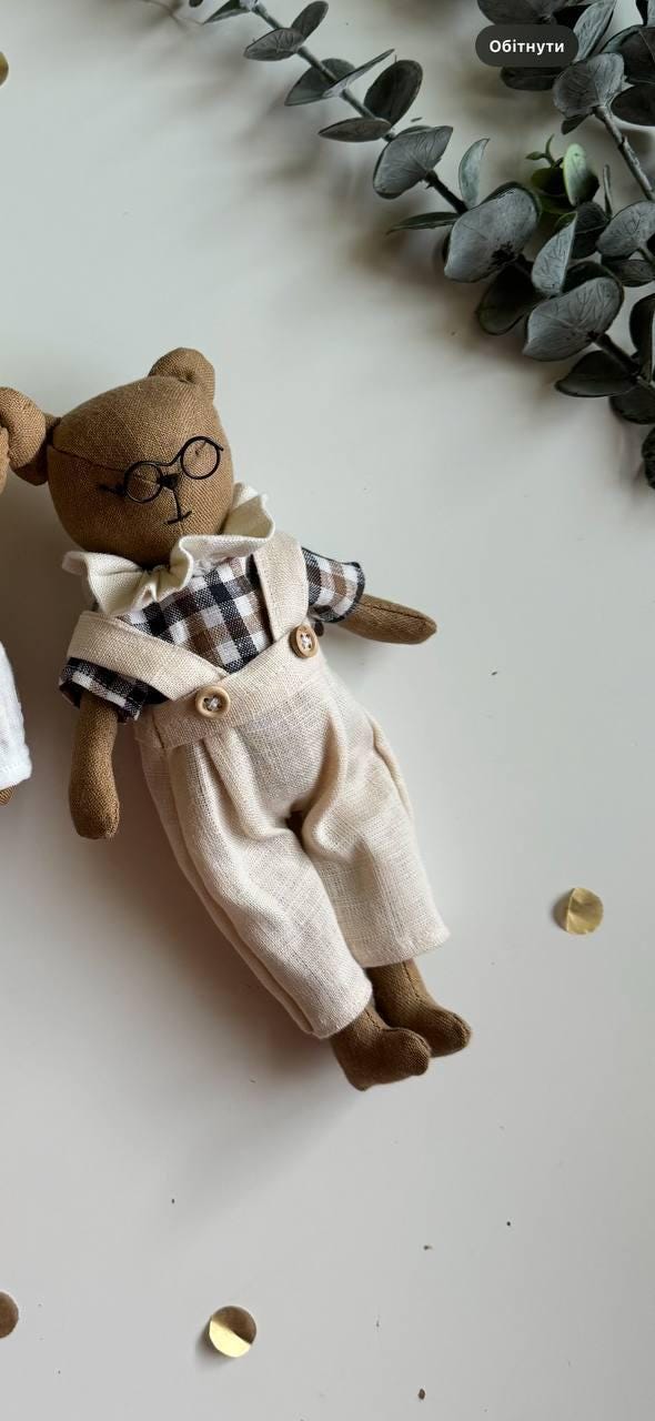 Linen Ragdoll Bear, Organic Fabric Toy, Handmade Teddy Bear Doll, Rag ...