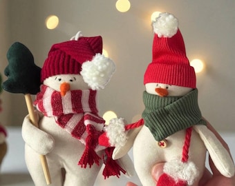 Muñeco de nieve primitivo: Peluche personalizado, adorno para el árbol de Navidad