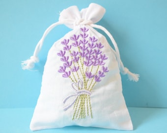 Embroidered Lavender Sachets 3-Pack: Fragrant Cotton Gift Bags