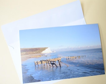 British Coast Photo Blank Greetings Card - Cuckmere Haven Sussex UK