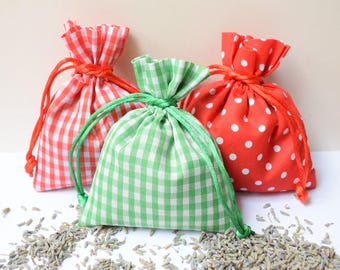 Lavender Bags 3pc 10cm Filled, Christmas Gingham or Polka Dot