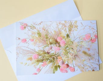 Pink Dried Flowers Photo Blank Greetings Card