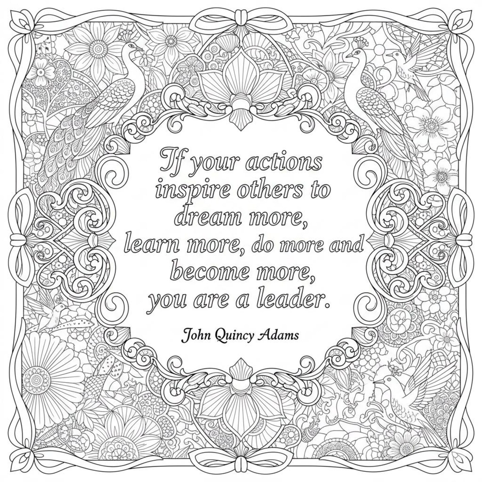 Elegant Motivational Quote Coloring Sheet, Zen Goal-oriented Art ...