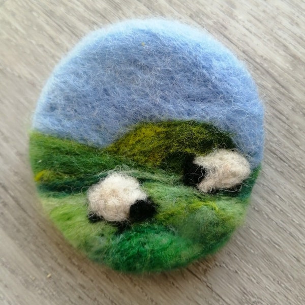 Sheep Shawl Pin Wool Needle Felted Lamb Brooch