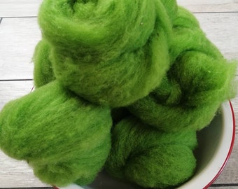 Needle Felting Sour Apple Green Wool Hand Dyed Roving