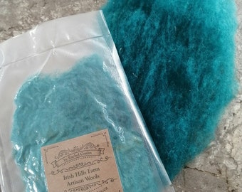 Needle Felting Teal Wool Hand Dyed Roving