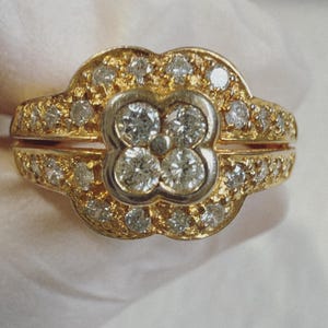 Anello con diamanti in oro massiccio 14 carati / Misura 7 / 2,28 g / Elegante regalo di gioielleria raffinata /