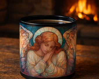 Stained Glass Guardian Angel Mug, Christian Gift