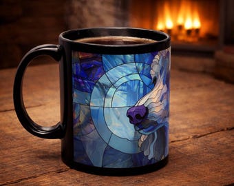 Poodle Stained Glass Coffee Mug - Artistic Dog Lover Gift