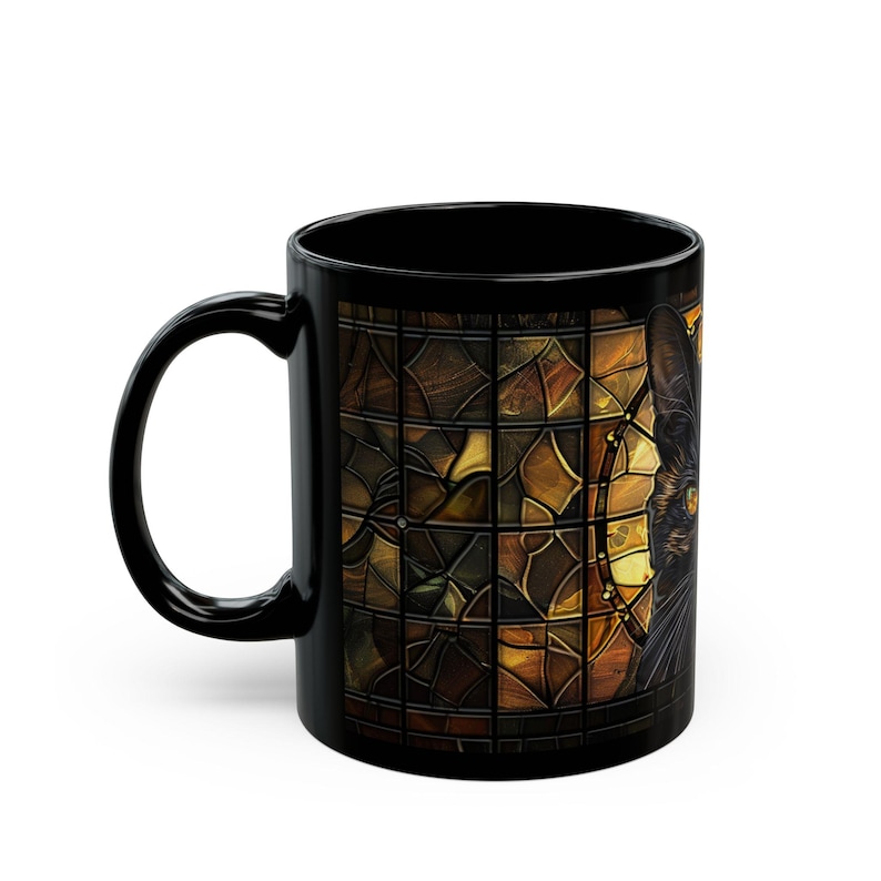 Tortoiseshell Cat Stained Glass Mug Calico Style Cat Coffee Mug Artistic Feline Pet Lover Gift image 4