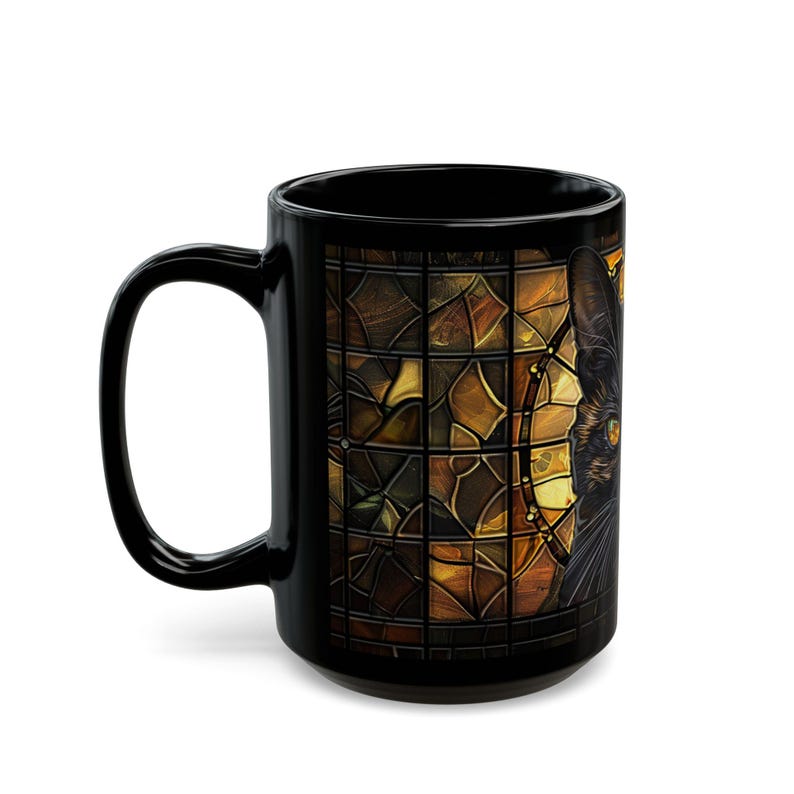 Tortoiseshell Cat Stained Glass Mug Calico Style Cat Coffee Mug Artistic Feline Pet Lover Gift image 9