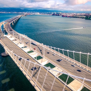 San Francisco Bay Bridge Wall Art | California Coastal Skyline Digital Print | Modern Cityscape Photography