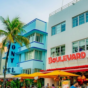 Impression Art déco de Miami Beach | Photographie d&#39;Ocean Drive | Art mural côtier à téléchargement numérique