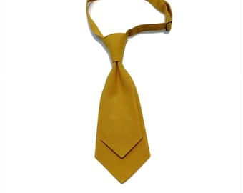 Ladies tie. Honey mustard linen necktie for ladies and girls