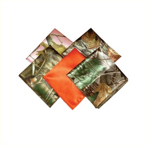 Camo pocket square satin Mossy Oak, Realtree, and True Timber camouflage you choose