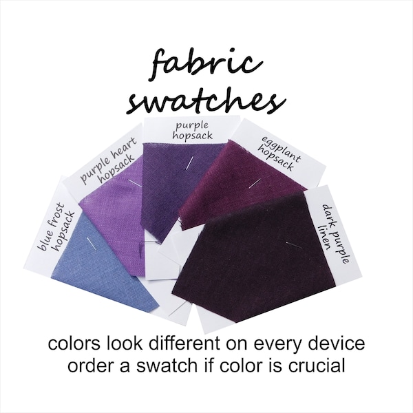 fabric sample swatches, purple shades, dark and lite purples and more you choose