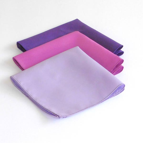 Purple pocket squares, iris, lilac, and purple cotton groomsmen pocket handkerchiefs