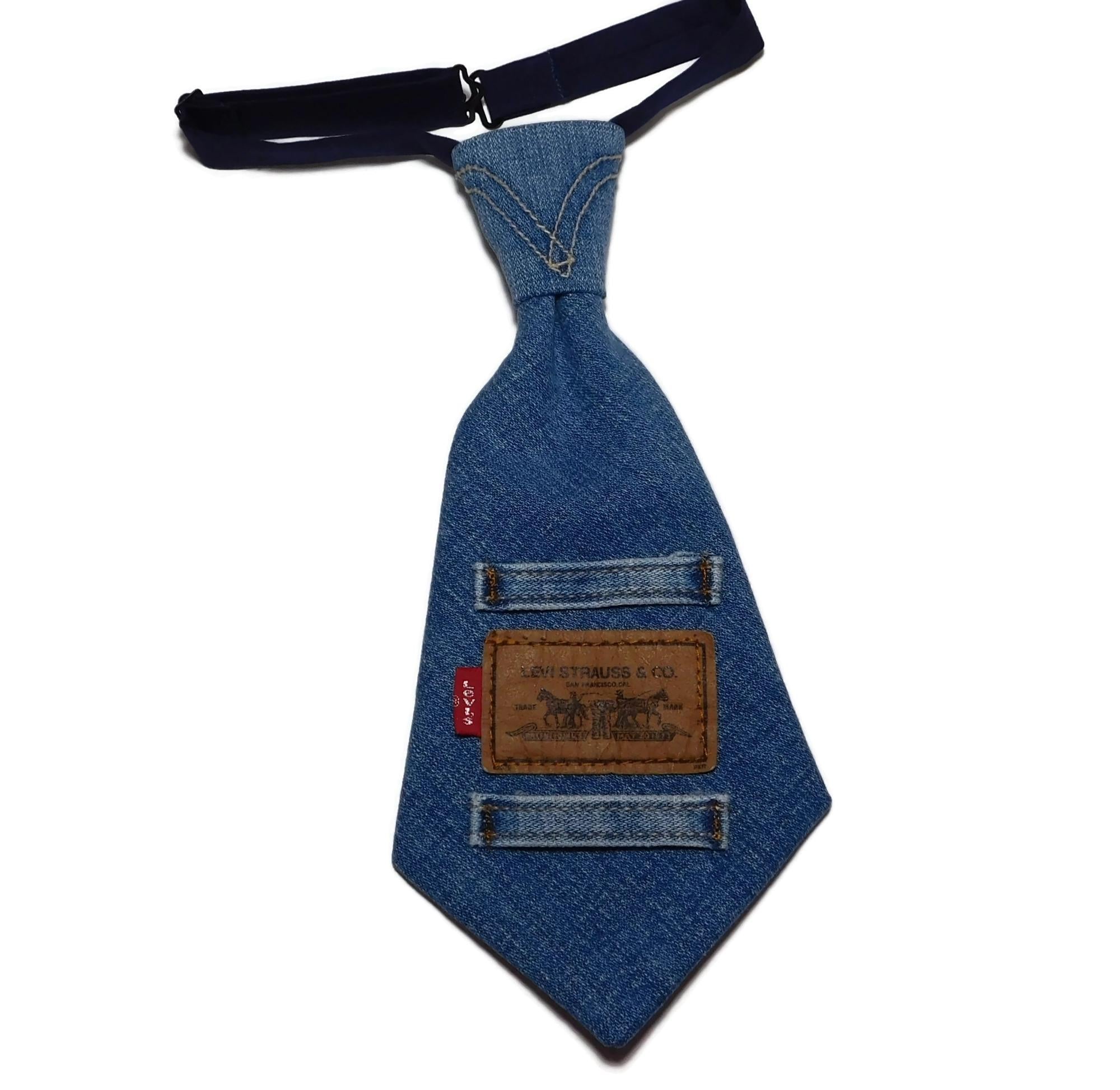 Upcycled Denim Jean Necktie: Handmade Blue Jean Tie for