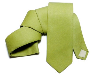 Light lime linen necktie choose your width