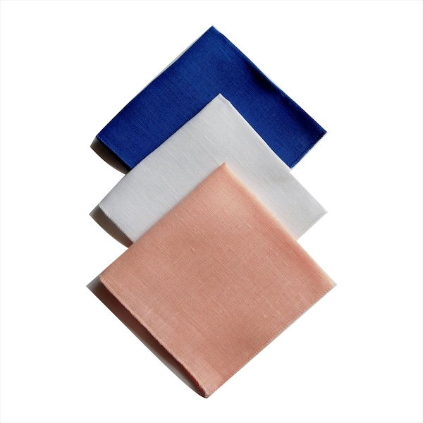 Royal pink or white hopsack linen pocket squares