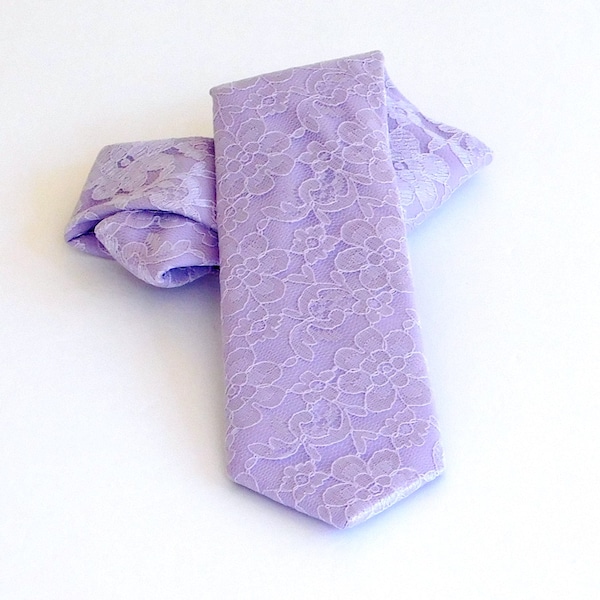 Lavender light purple floral lace traditional necktie