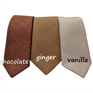 Ginger brown hopsack textured linen necktie with pocket square option image 7