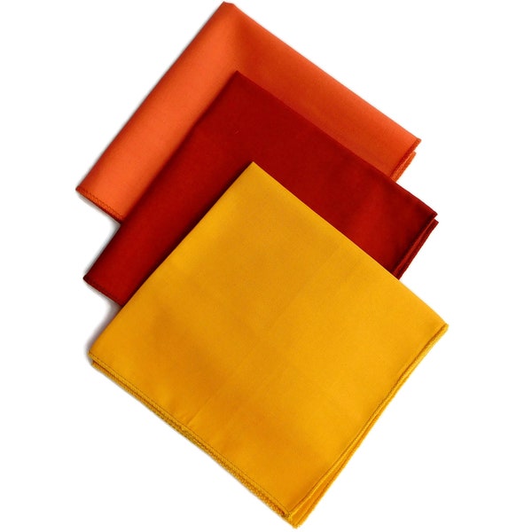 Spice, orange, golden yellow harvest colors pumpkin, spice and honey cotton groomsmen pocket handkerchiefs