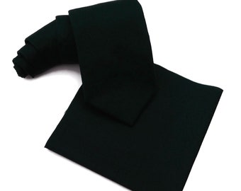 Black lino linen look textured necktie with matching pocket square option