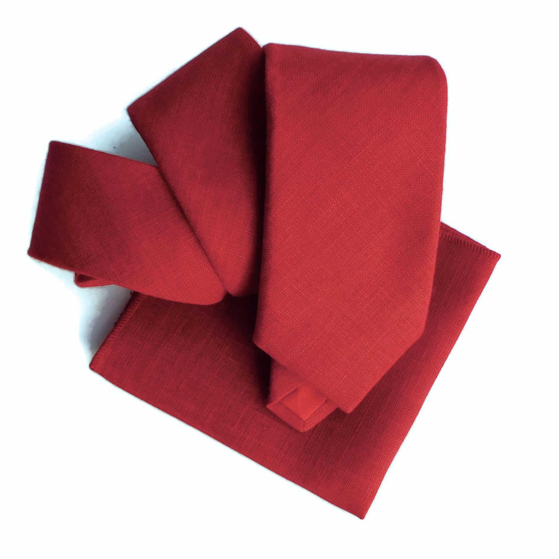 Redwood hopsack linen necktie for adults with matching pocket square option for men