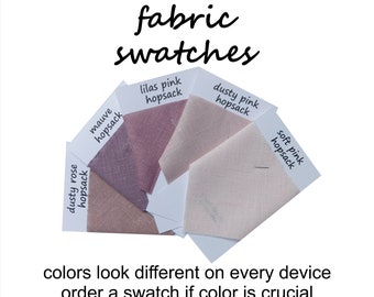 fabric sample swatches,  pink shades, mauve lite purples and more you choose