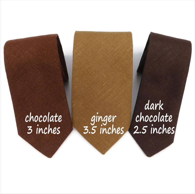 Ginger brown hopsack textured linen necktie with pocket square option image 5