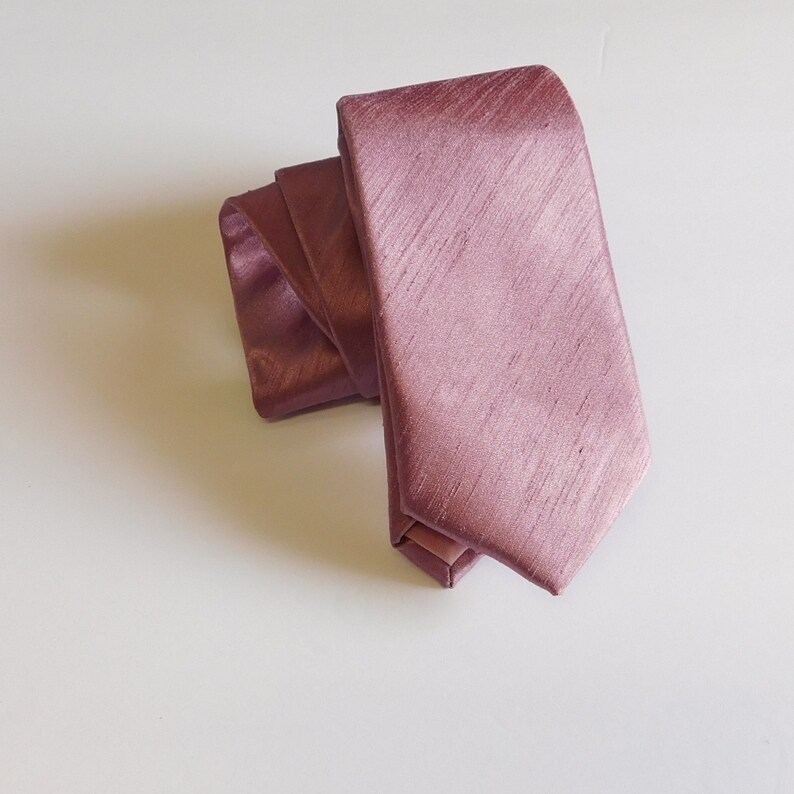 skinny Roseate mauve lilac shantung necktie slim standard pocket square toddler youth and adult. pre-tied bow tie pre-tied necktie