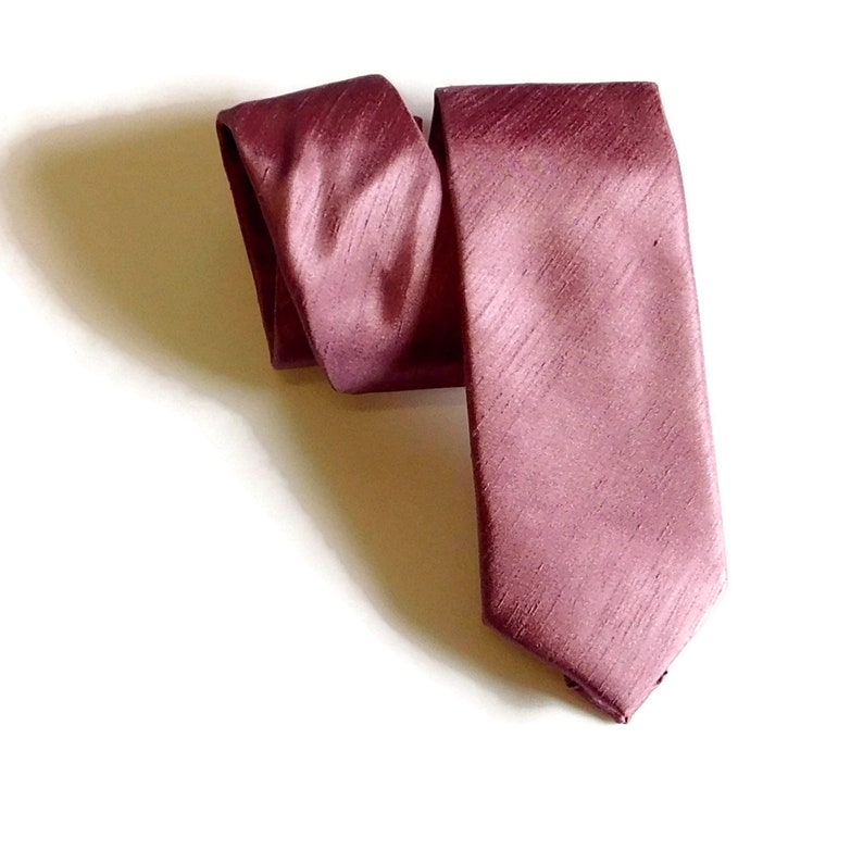 skinny Roseate mauve lilac shantung necktie slim standard pocket square toddler youth and adult. pre-tied bow tie pre-tied necktie