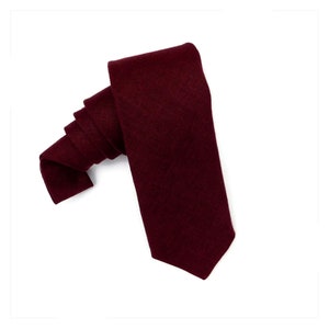 Burgandy wine, tawny port hopsack textured linen mens necktie for adults with pocket square option