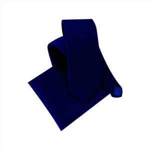 Dark medieval blue hopsack textured linen necktie with pocket square option for adults