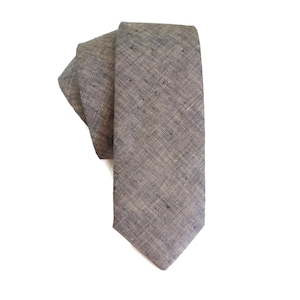 Black slub linen mens necktie for adults tie choose your width