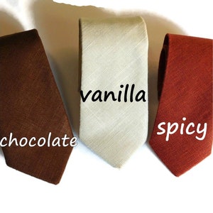 Cravate en lin hopsack. Cravates texturées en lin noir, marron, roux, ivoire et épicé image 5
