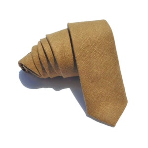 Ginger brown hopsack textured linen necktie with pocket square option necktie only