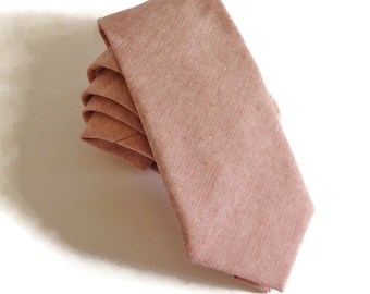 Berry mauve linen necktie with pocket square option