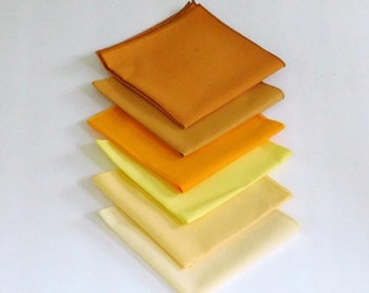 Yellow cotton pocket squares, gold, lemon, ginger, you choose pocket handkerchiefs