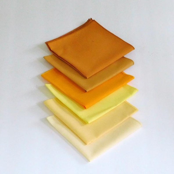 Yellow cotton pocket squares, gold, lemon, ginger, you choose pocket handkerchiefs